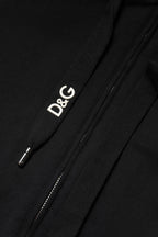 Dolce &amp; Gabbana Black Cotton Hooded Full Zip Sweatshirt Sweater