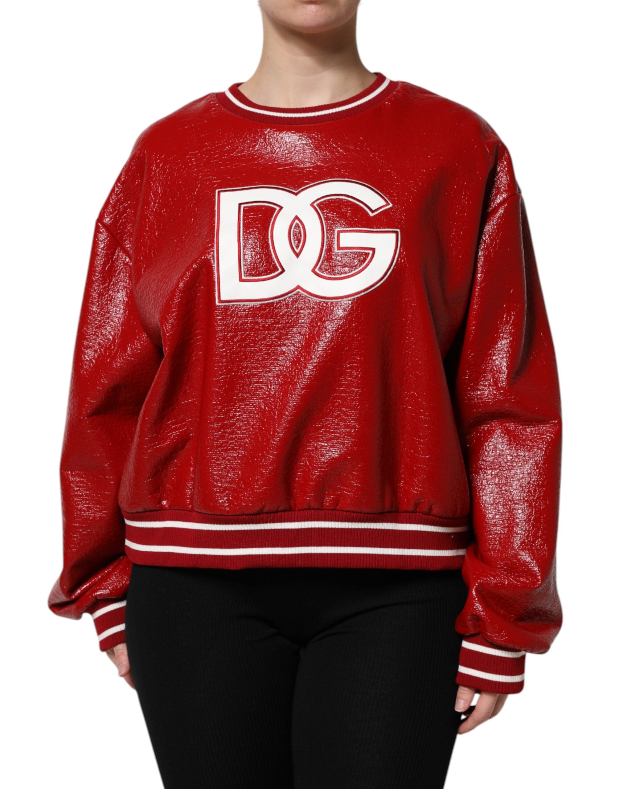 Dolce &amp; Gabbana Red Wool DG Logo Embroidery Pullover Sweater