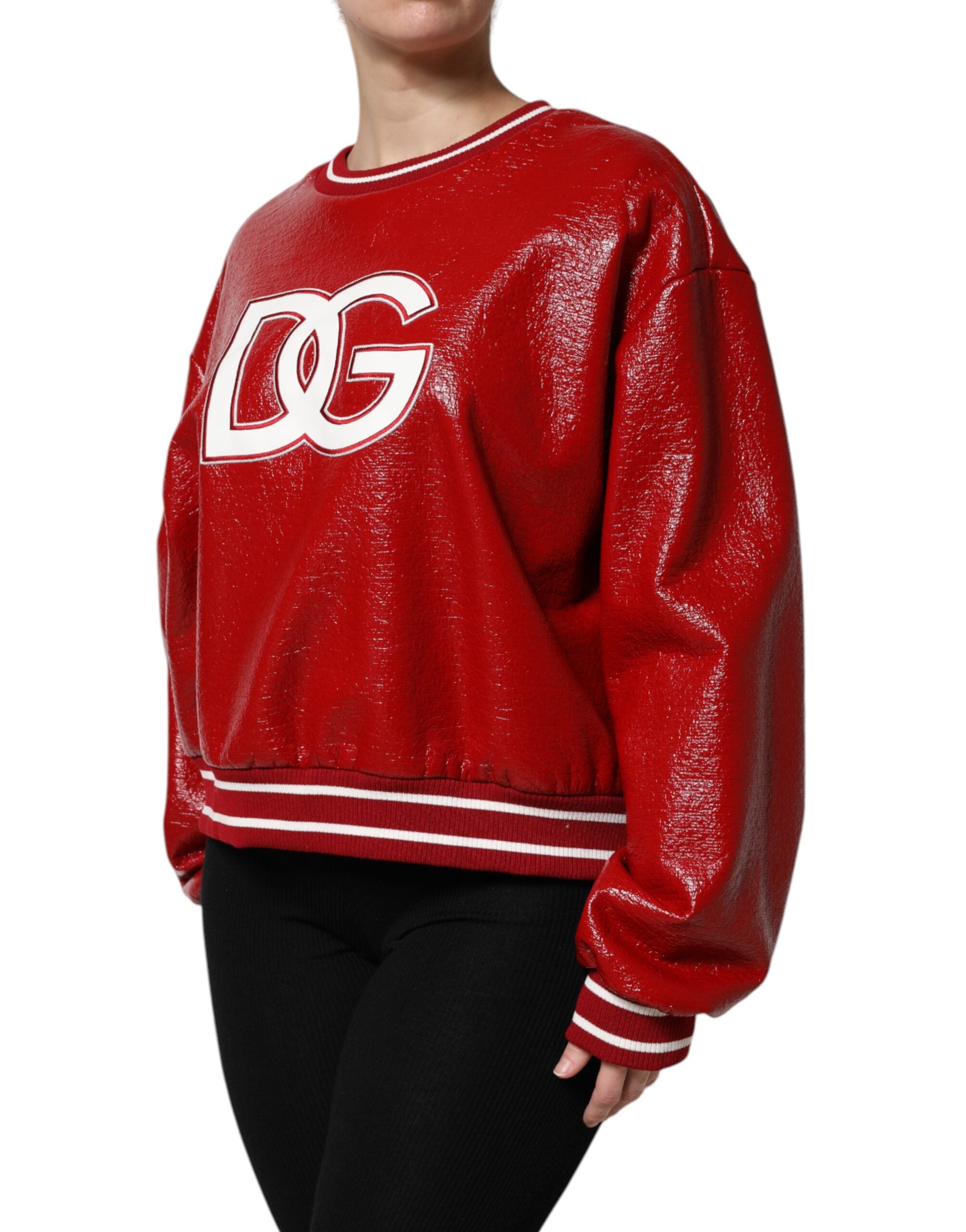 Dolce &amp; Gabbana Red Wool DG Logo Embroidery Pullover Sweater