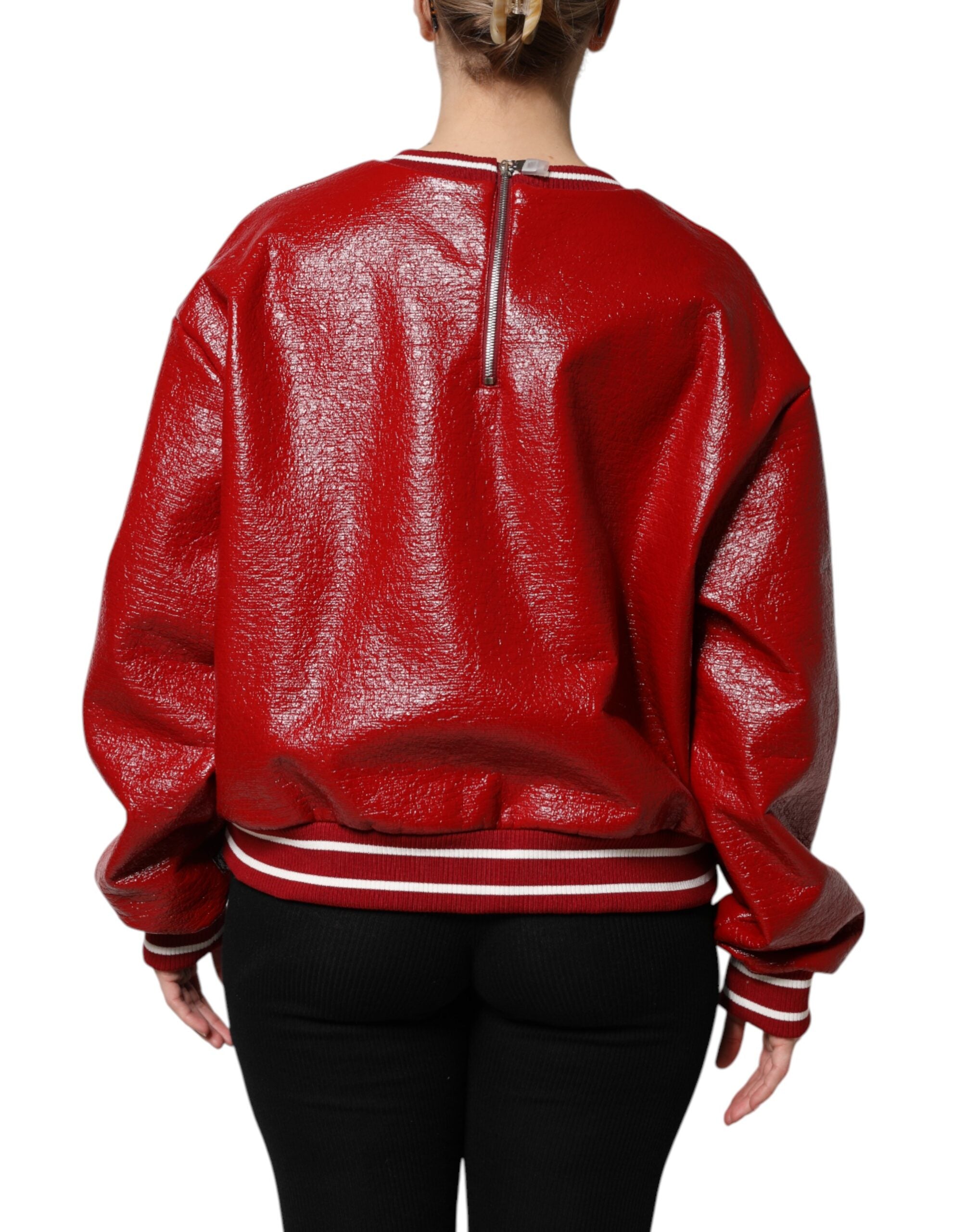 Dolce &amp; Gabbana Red Wool DG Logo Embroidery Pullover Sweater