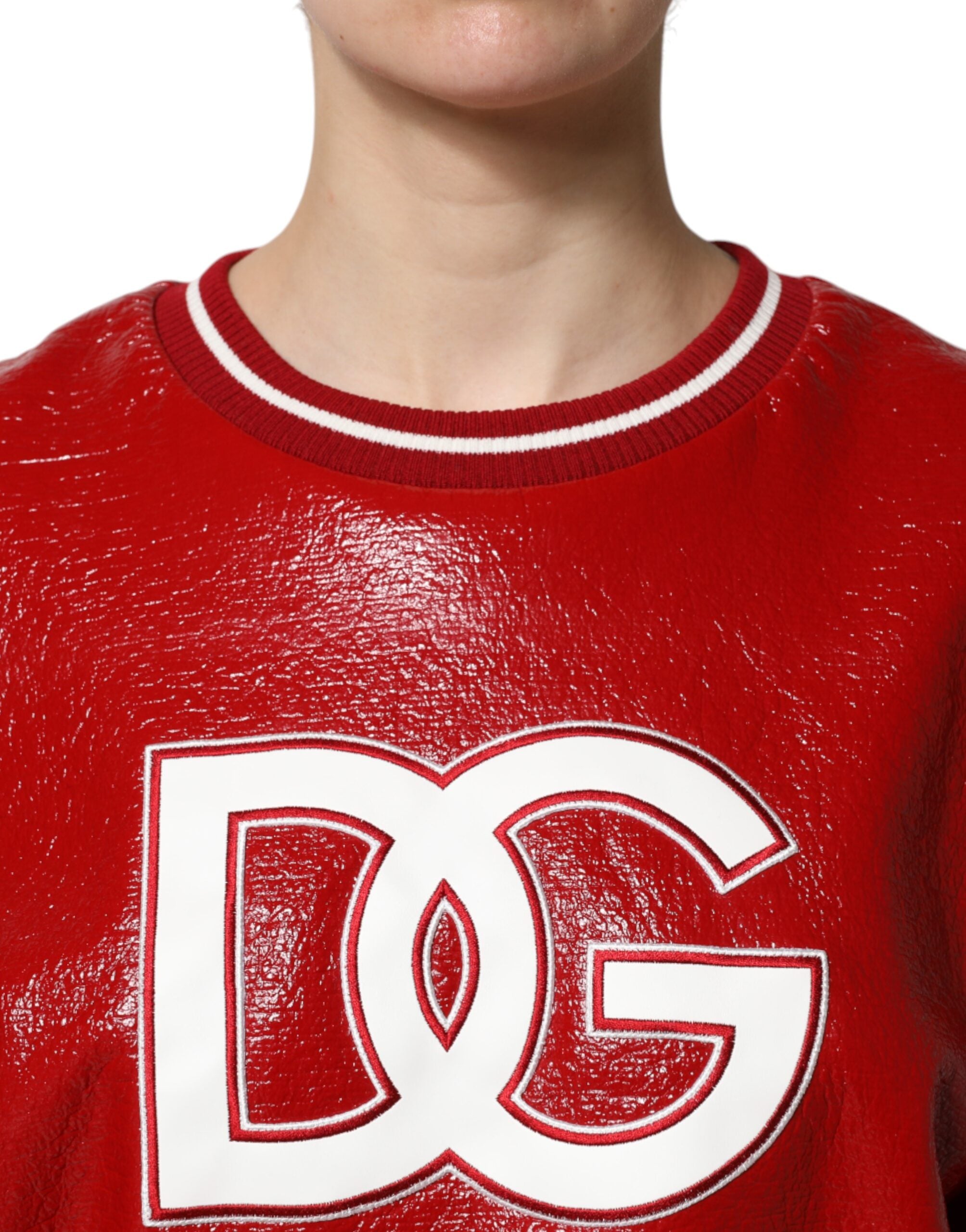 Dolce &amp; Gabbana Red Wool DG Logo Embroidery Pullover Sweater