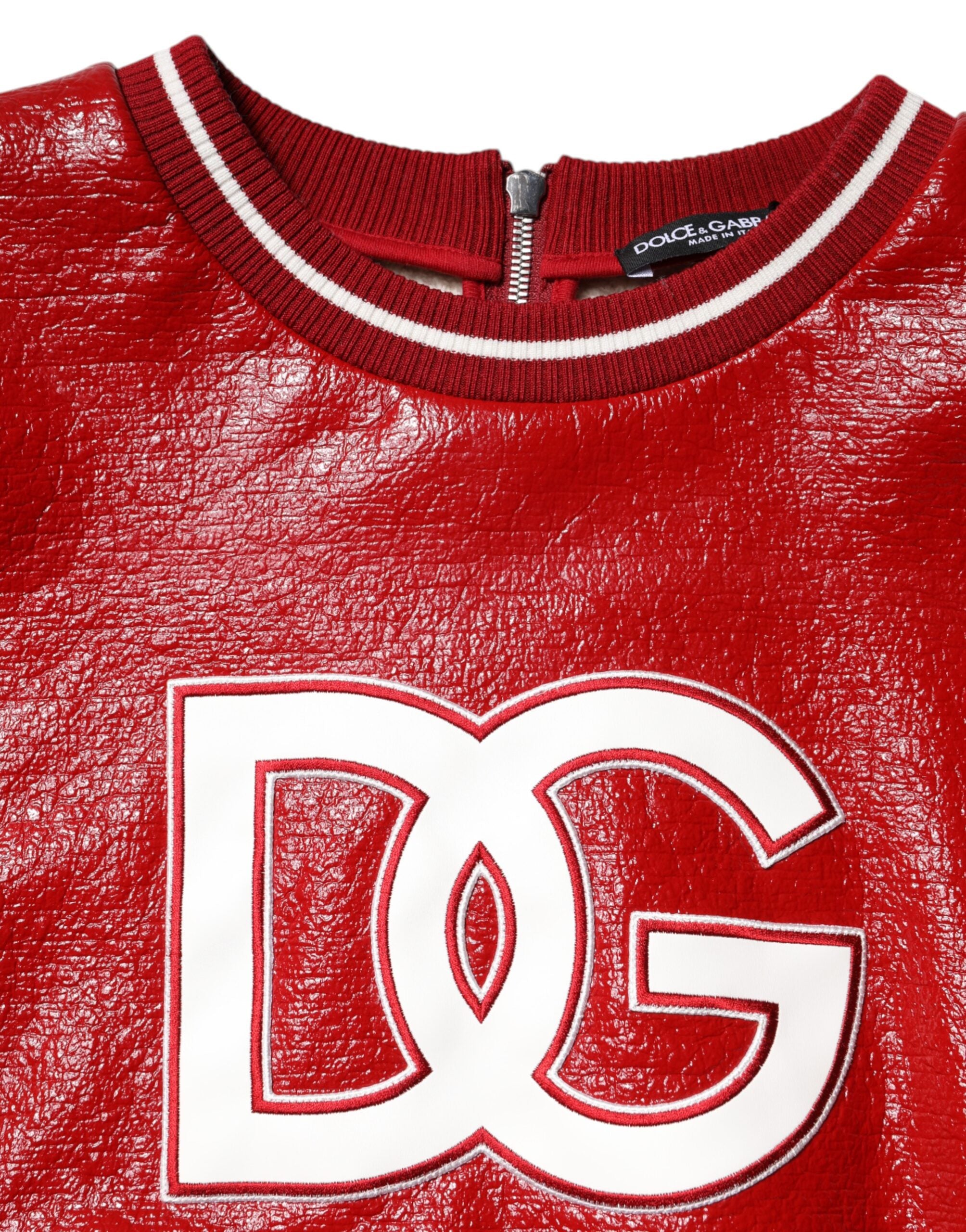 Dolce &amp; Gabbana Red Wool DG Logo Embroidery Pullover Sweater