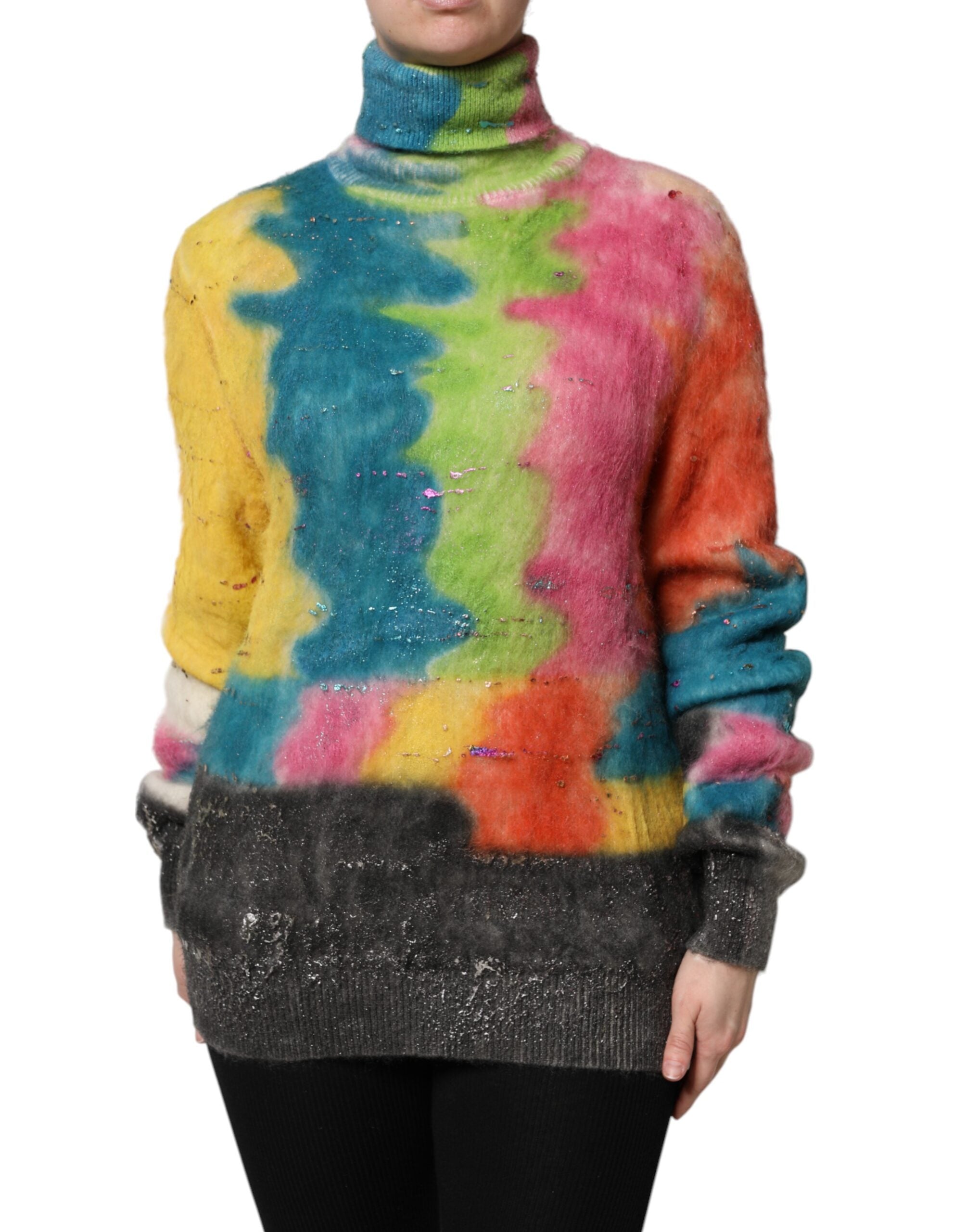 Dolce &amp; Gabbana Multicolor Mohair Turtleneck Pullover Sweater