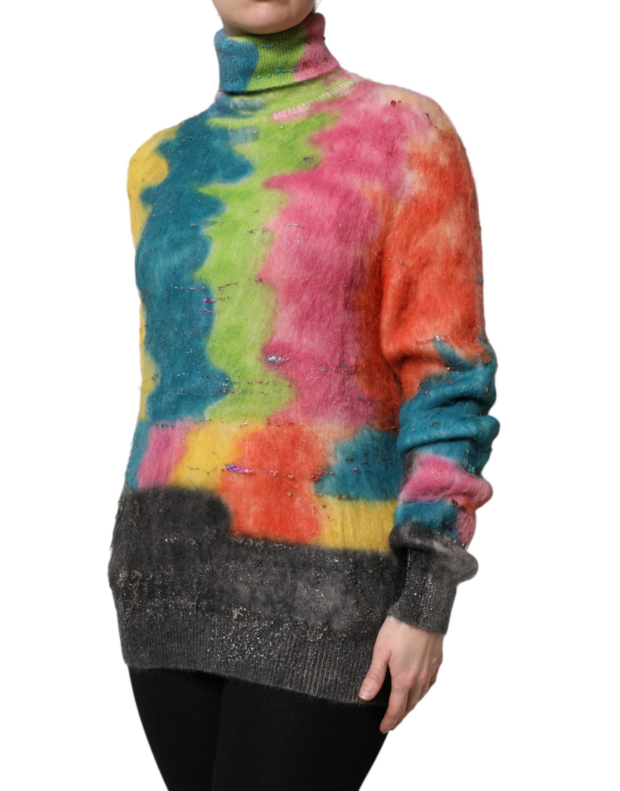 Dolce &amp; Gabbana Multicolor Mohair Turtleneck Pullover Sweater
