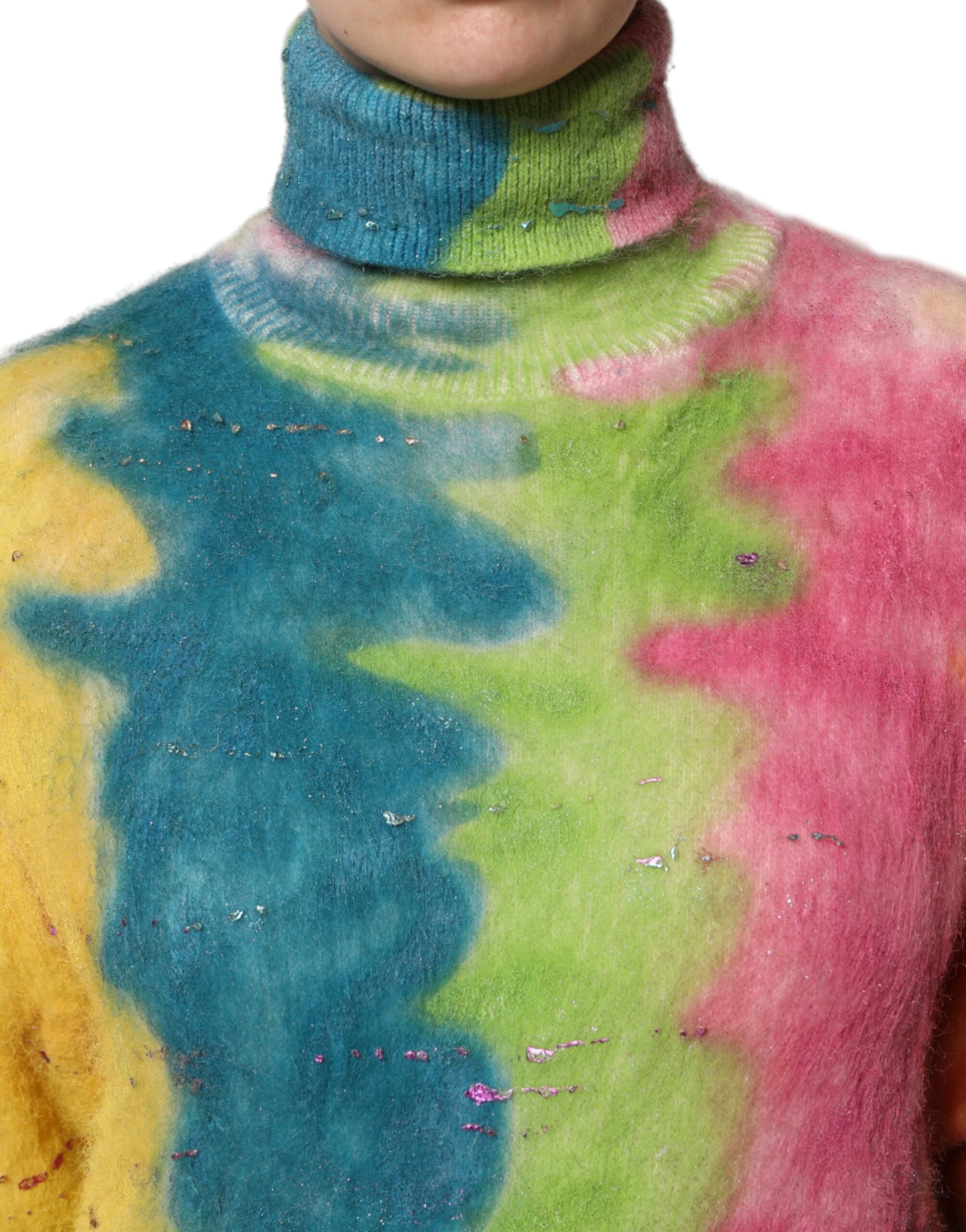 Dolce &amp; Gabbana Multicolor Mohair Turtleneck Pullover Sweater