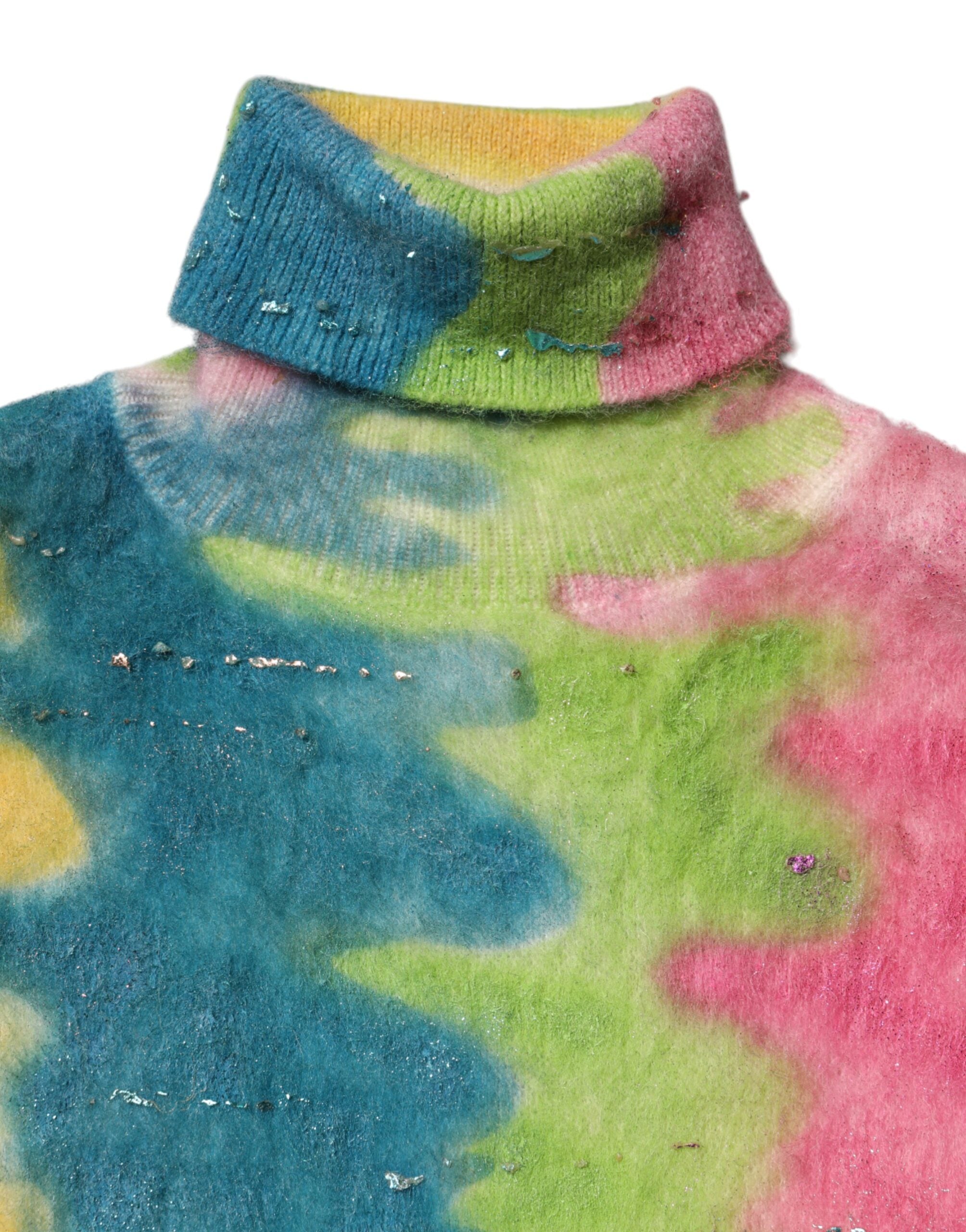 Dolce &amp; Gabbana Multicolor Mohair Turtleneck Pullover Sweater