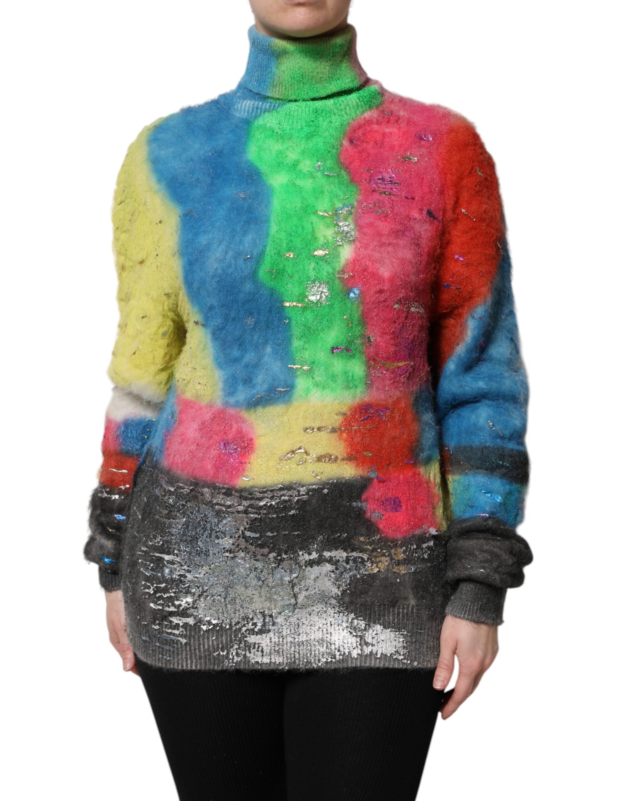 Dolce &amp; Gabbana Multicolor Mohair Turtleneck Pullover Sweater