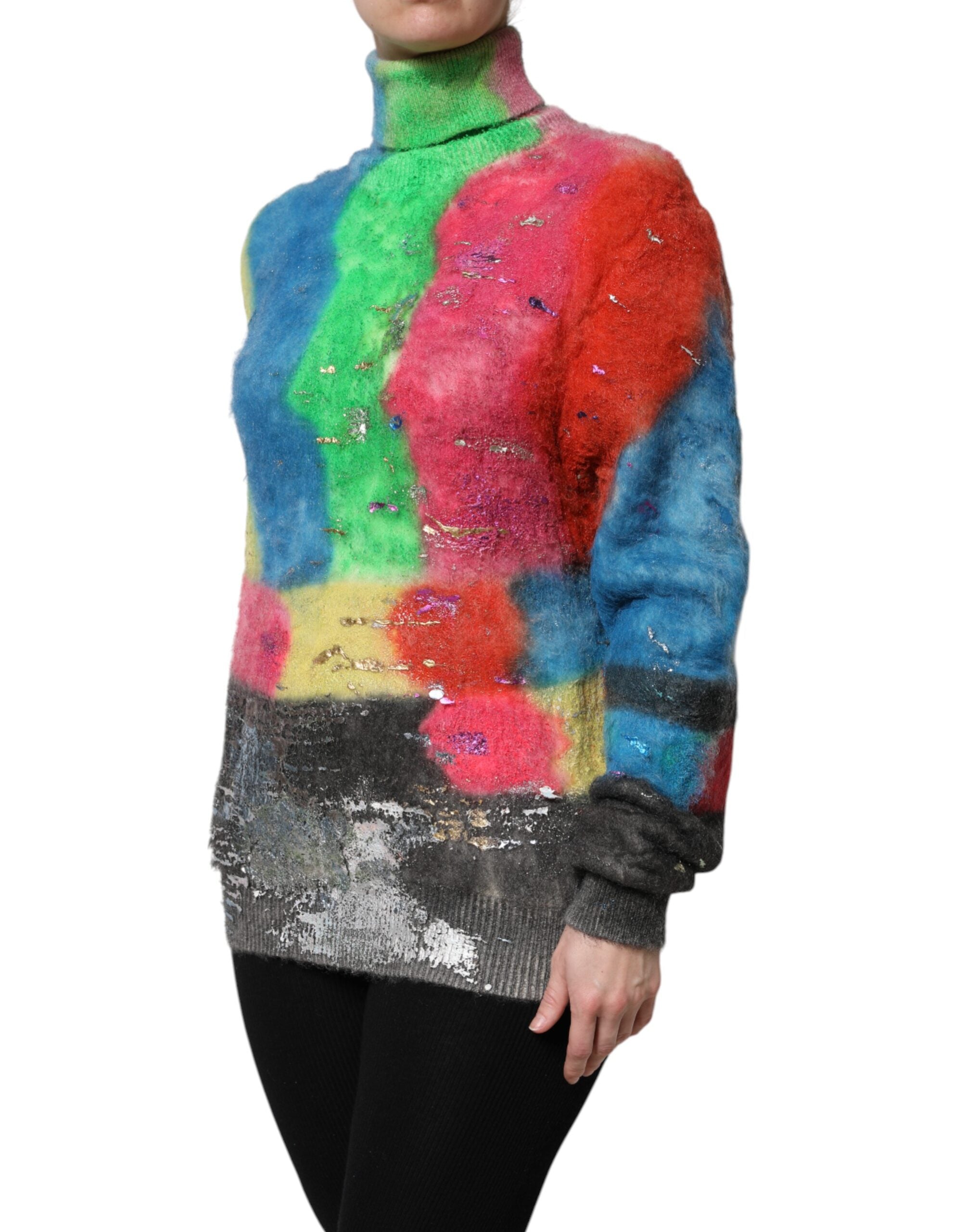 Dolce &amp; Gabbana Multicolor Mohair Turtleneck Pullover Sweater