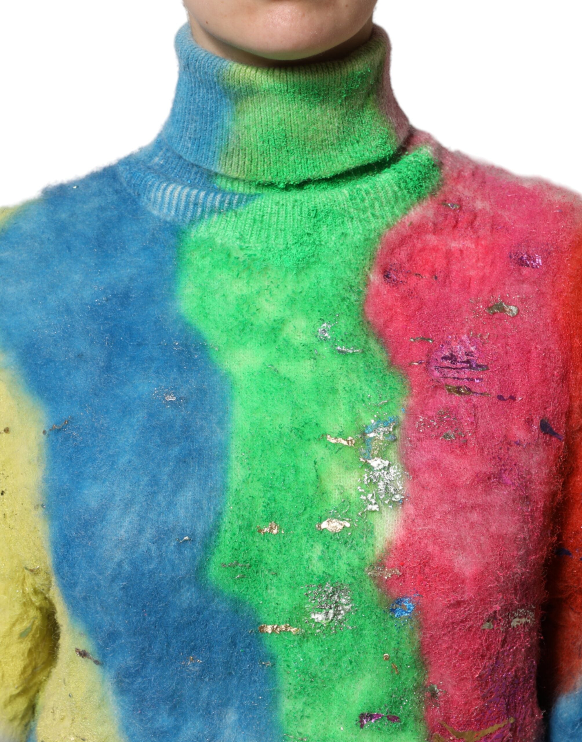 Dolce &amp; Gabbana Multicolor Mohair Turtleneck Pullover Sweater