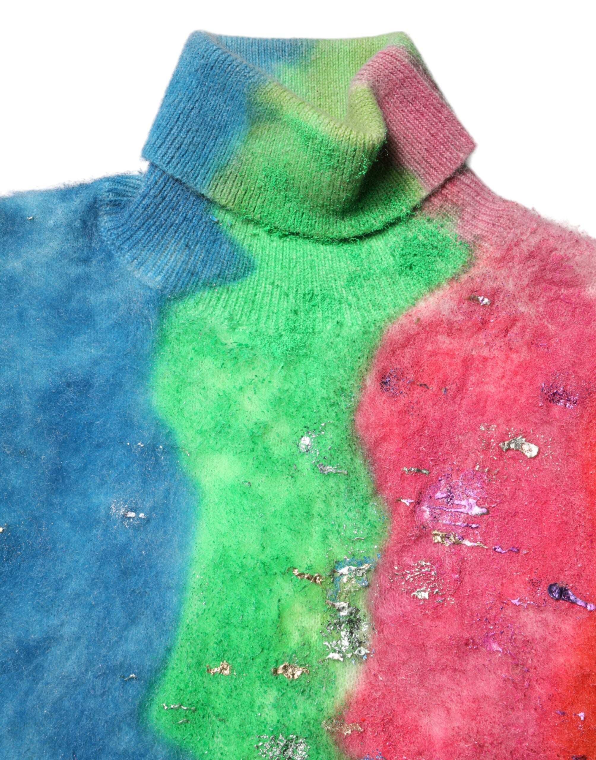 Dolce &amp; Gabbana Multicolor Mohair Turtleneck Pullover Sweater