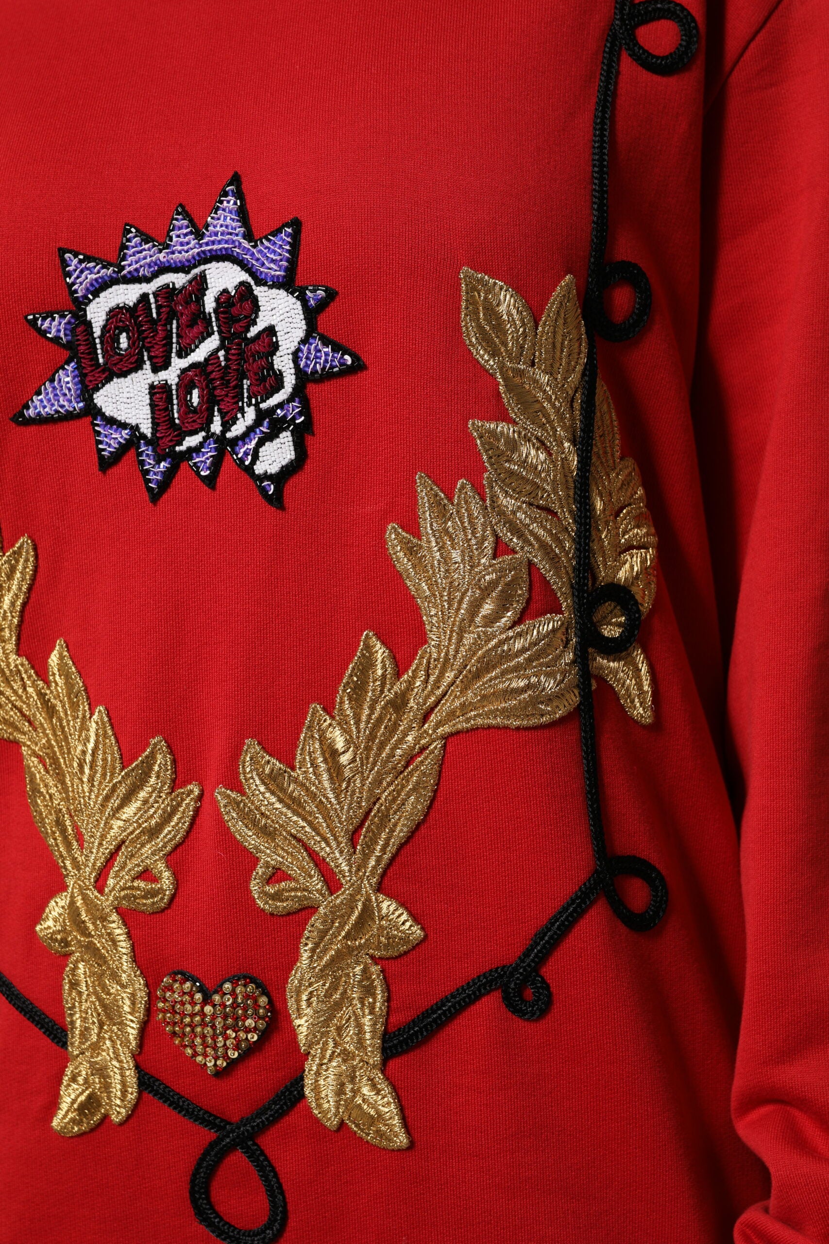 Dolce &amp; Gabbana Red Cotton Queen Sequined Pullover Sweater