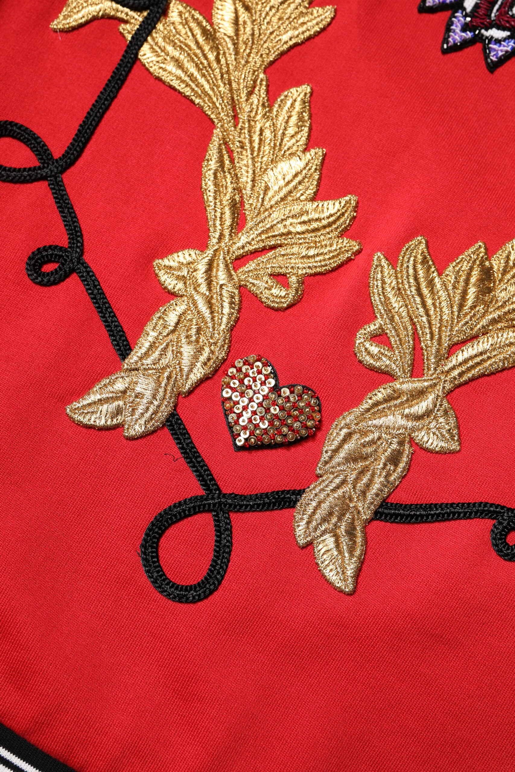 Dolce &amp; Gabbana Red Cotton Queen Sequined Pullover Sweater