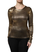 Dolce &amp; Gabbana Gold Round Neck Long Sleeve Pullover Top