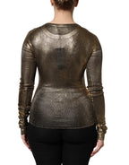 Dolce &amp; Gabbana Gold Round Neck Long Sleeve Pullover Top