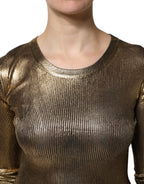 Dolce &amp; Gabbana Gold Round Neck Long Sleeve Pullover Top