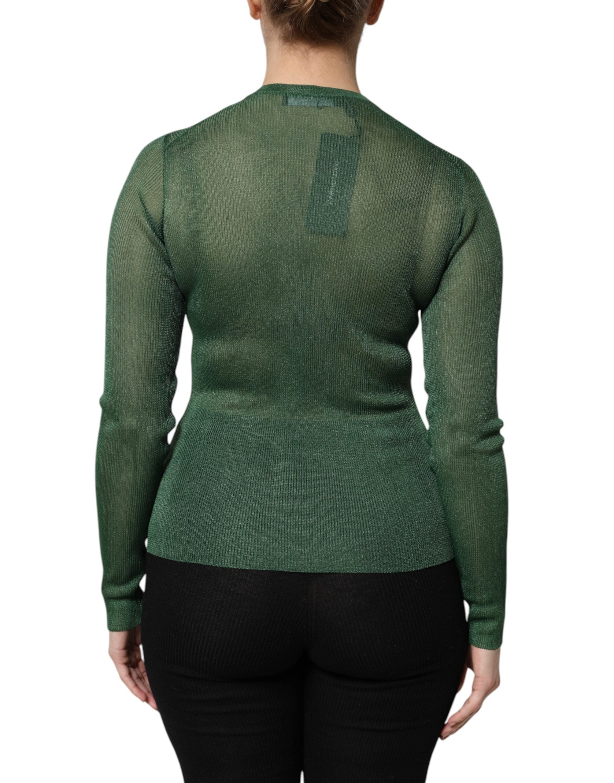 Dolce &amp; Gabbana Green Polyester Long Sleeves Cardigan Sweater