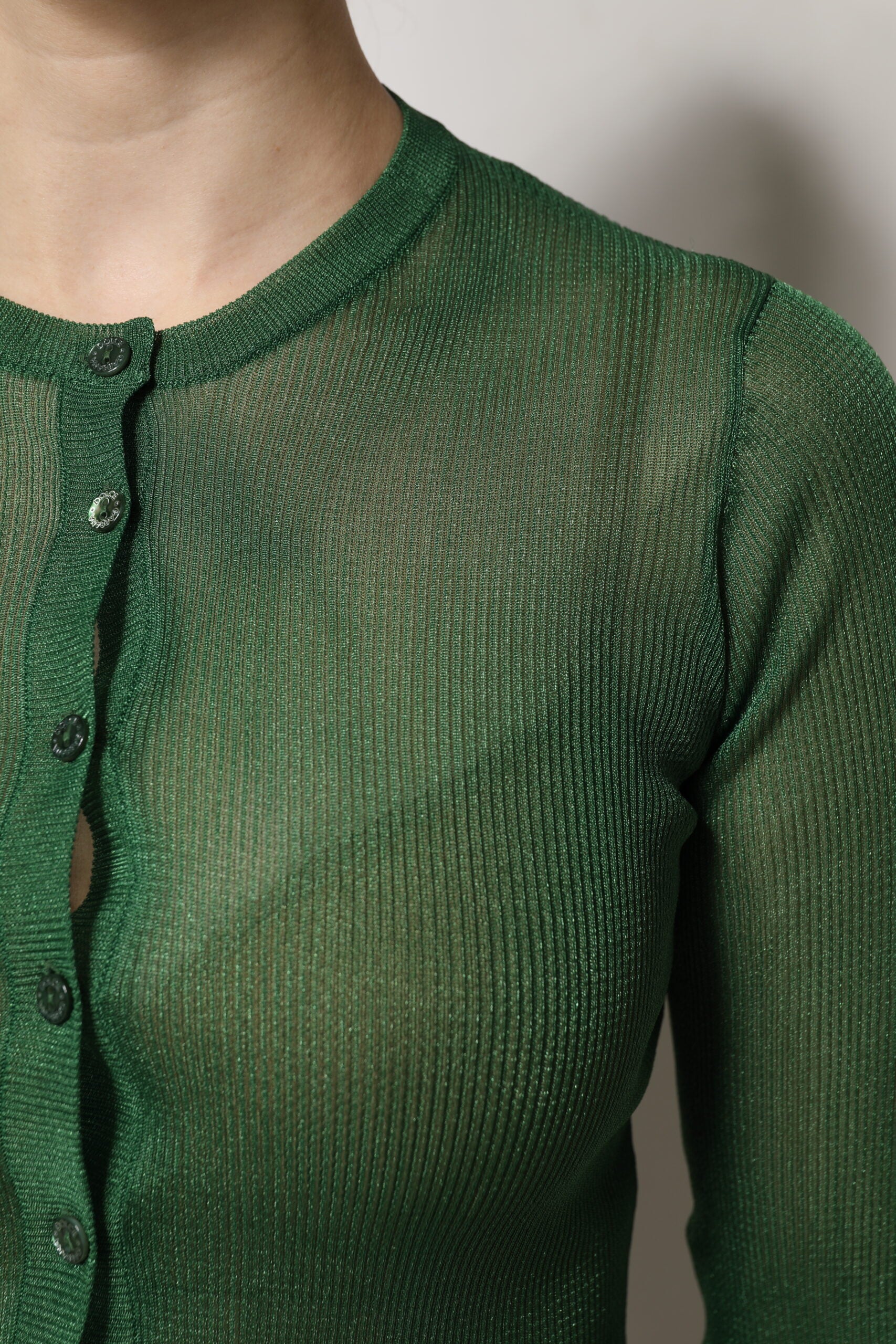 Dolce &amp; Gabbana Green Polyester Long Sleeves Cardigan Sweater
