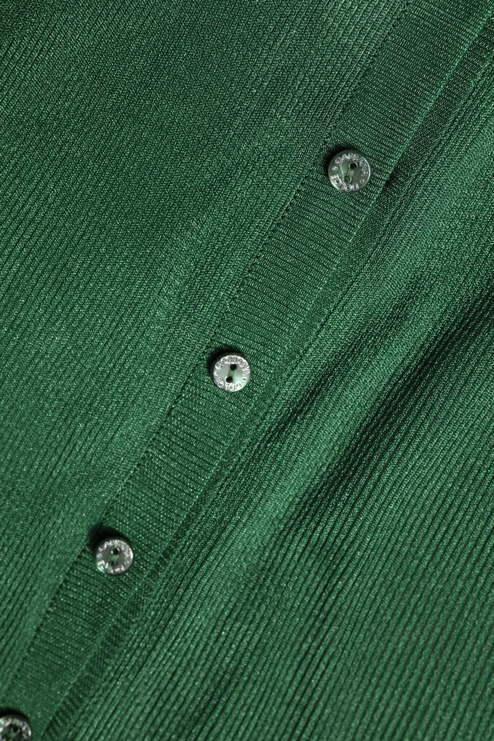 Dolce &amp; Gabbana Green Polyester Long Sleeves Cardigan Sweater