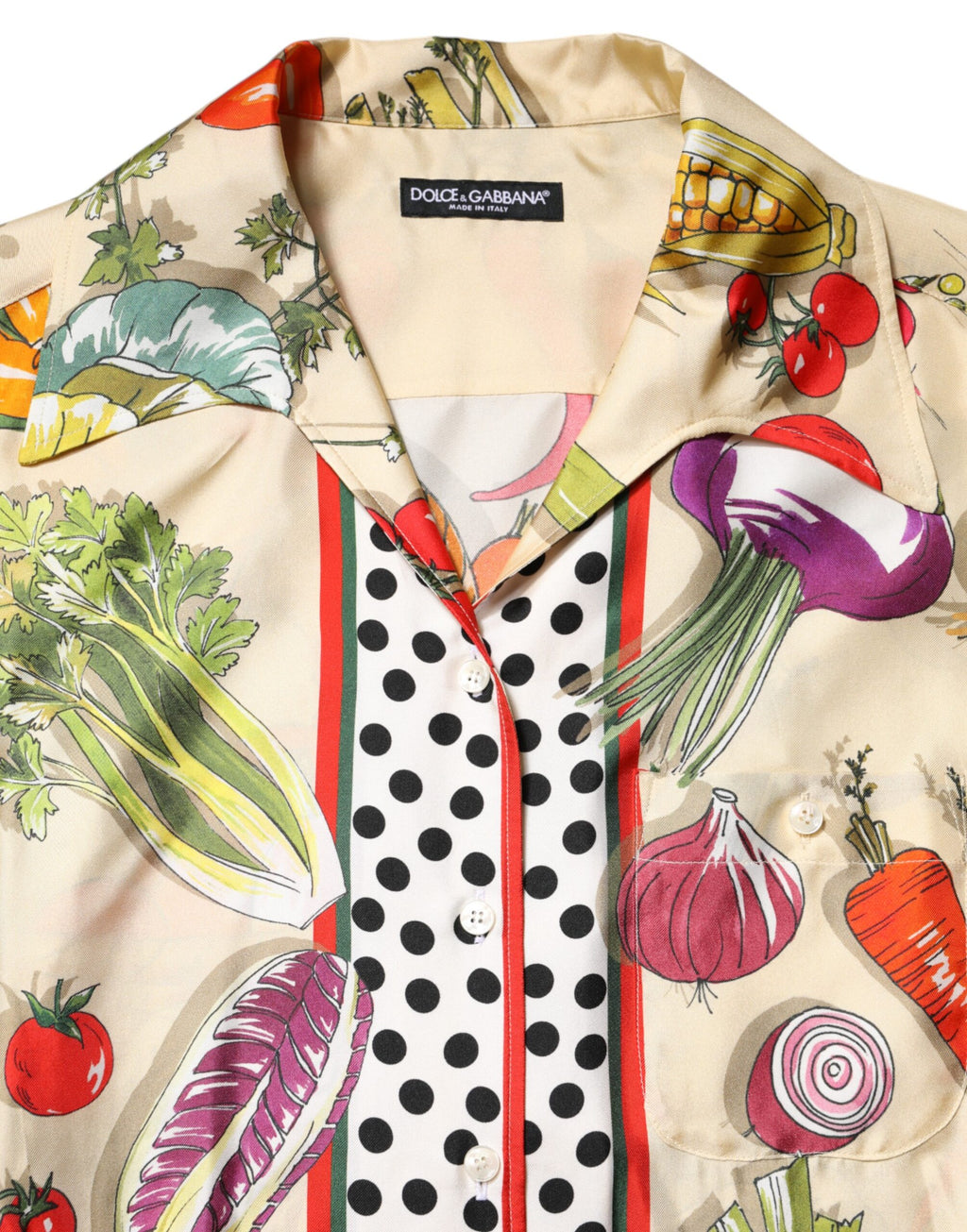 Dolce &amp; Gabbana Multicolor Vegetables Silk Long Sleeves Top