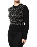 Dolce &amp; Gabbana Black Cashmere Embellished Long Sleeves Top