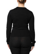 Dolce &amp; Gabbana Black Cashmere Embellished Long Sleeves Top