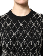 Dolce &amp; Gabbana Black Cashmere Embellished Long Sleeves Top