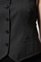Dolce &amp; Gabbana Black Striped Button Down Sleeveless Vest Top