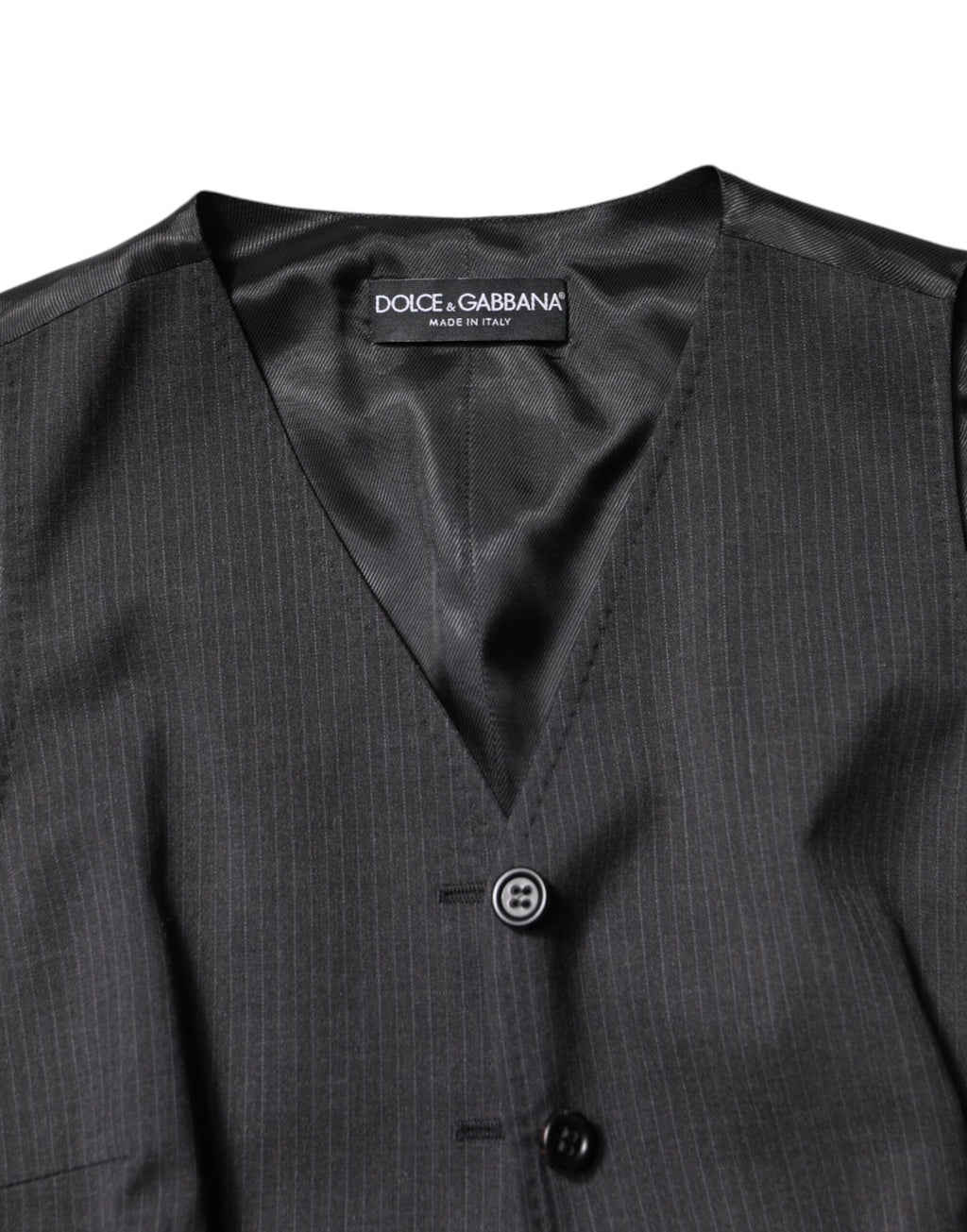 Dolce &amp; Gabbana Black Striped Button Down Sleeveless Vest Top