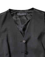 Dolce &amp; Gabbana Black Striped Button Down Sleeveless Vest Top