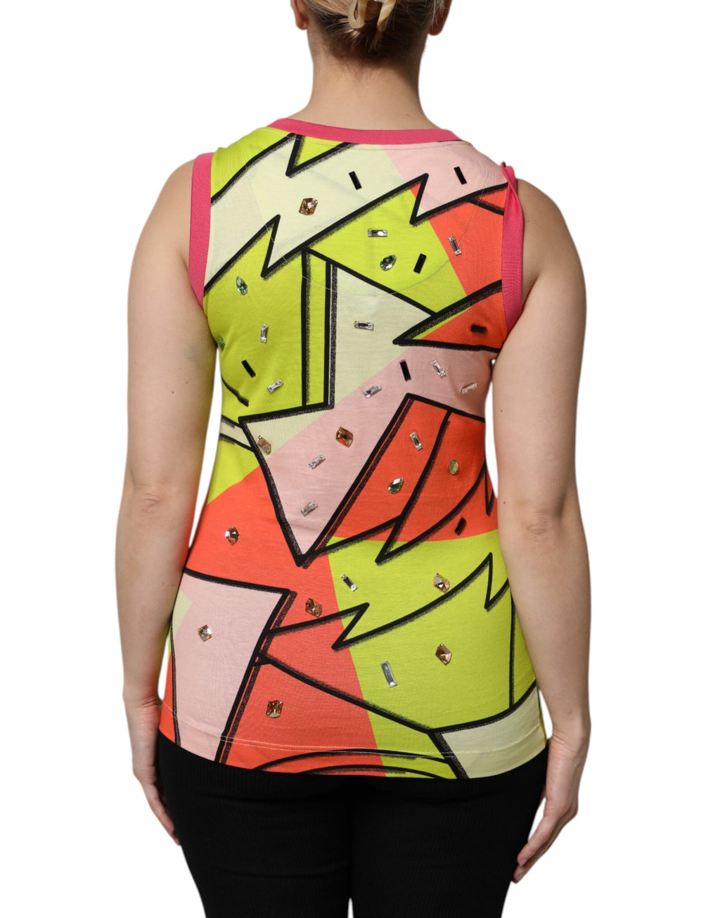 Dolce &amp; Gabbana Multicolor Printed Crystal Embellishment Top