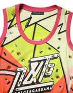 Dolce &amp; Gabbana Multicolor Printed Crystal Embellishment Top