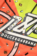 Dolce &amp; Gabbana Multicolor Printed Crystal Embellishment Top