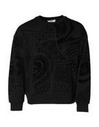 Dolce &amp; Gabbana Black Printed Crew Neck Sweatshirt Sweater