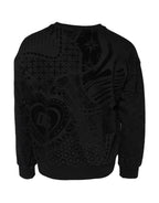 Dolce &amp; Gabbana Black Printed Crew Neck Sweatshirt Sweater