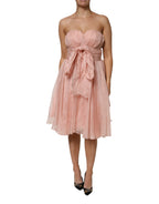 Dolce &amp; Gabbana Pink Silk Chiffon A-line Pleated Midi Dress