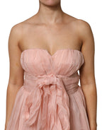 Dolce &amp; Gabbana Pink Silk Chiffon A-line Pleated Midi Dress
