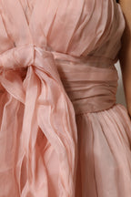 Dolce &amp; Gabbana Pink Silk Chiffon A-line Pleated Midi Dress