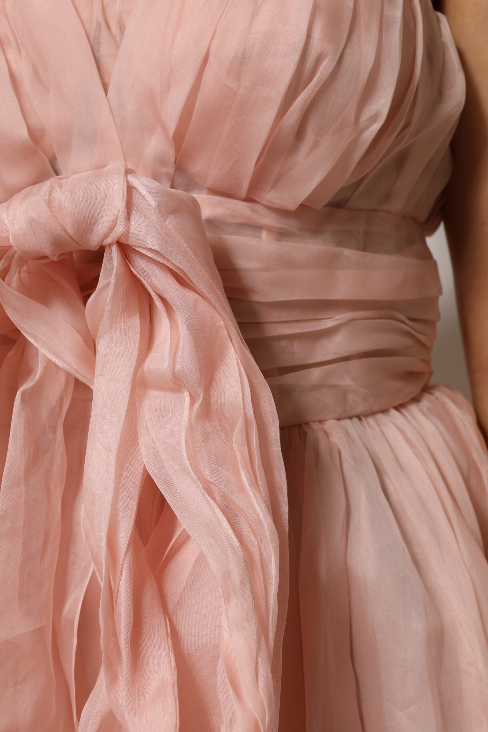 Dolce &amp; Gabbana Pink Silk Chiffon A-line Pleated Midi Dress