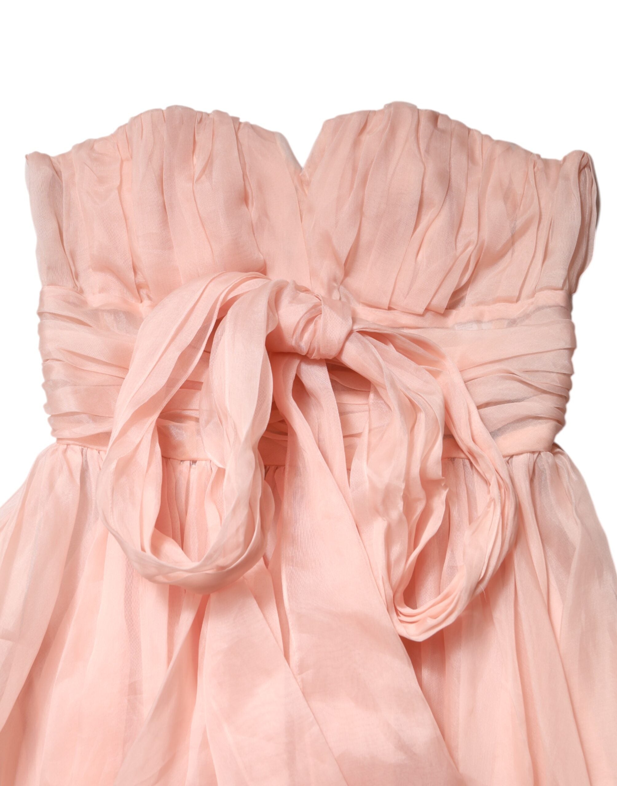 Dolce &amp; Gabbana Pink Silk Chiffon A-line Pleated Midi Dress