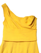 Dolce &amp; Gabbana Yellow One Shoulder Side Slit Midi Dress
