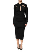 Dolce &amp; Gabbana Black Long Sleeves Sheath Midi Dress