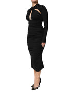 Dolce &amp; Gabbana Black Long Sleeves Sheath Midi Dress