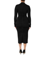 Dolce &amp; Gabbana Black Long Sleeves Sheath Midi Dress