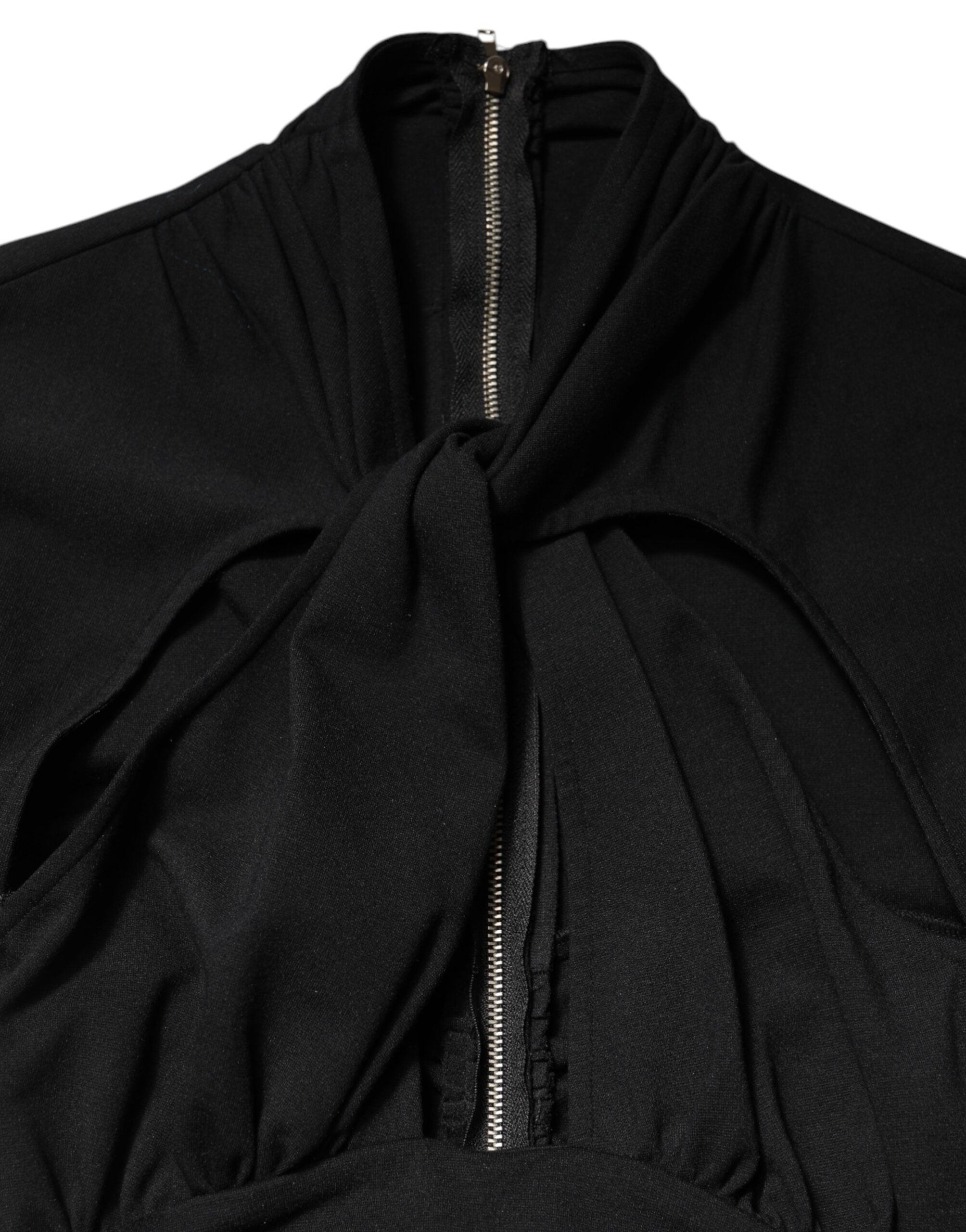 Dolce &amp; Gabbana Black Long Sleeves Sheath Midi Dress