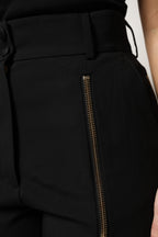 Dolce &amp; Gabbana Black Wool High Waist Zipper Tapered Pants