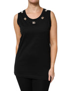 Dolce &amp; Gabbana Black DG Embellished Sleeveless Tank Top