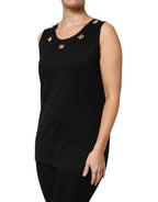 Dolce &amp; Gabbana Black DG Embellished Sleeveless Tank Top