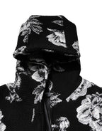 Dolce &amp; Gabbana Black Wool Floral Printed Men Hooded Jacket
