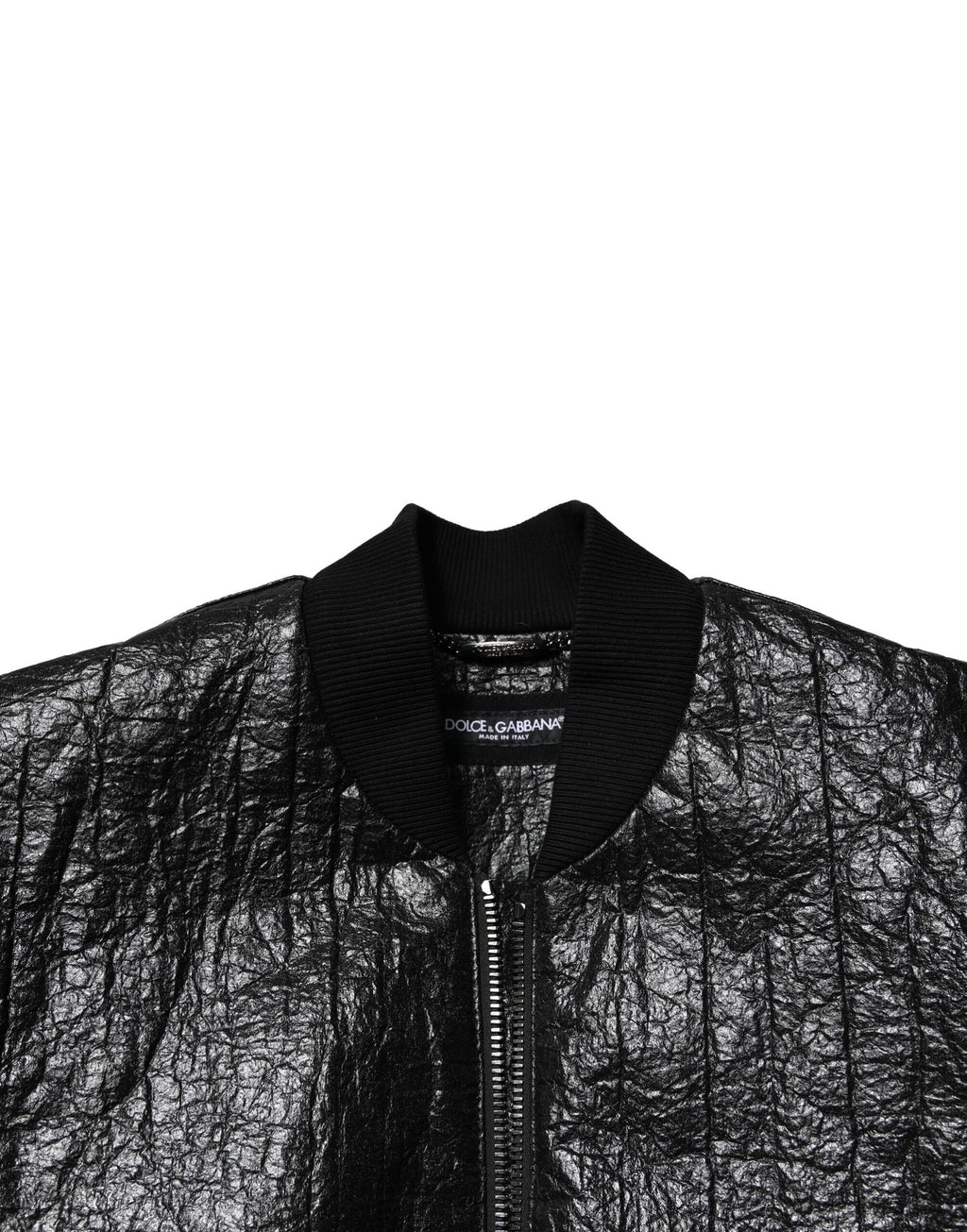 Dolce &amp; Gabbana Black Logo Plaque Bomber Full Zipper Jacket
