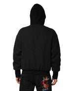 Dolce &amp; Gabbana Black DG Logo Plaque Hooded Bomber Jacket